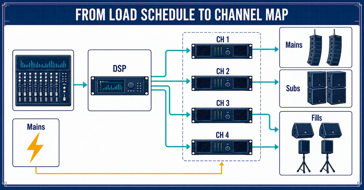 Multi channel amplifier load channel map guide